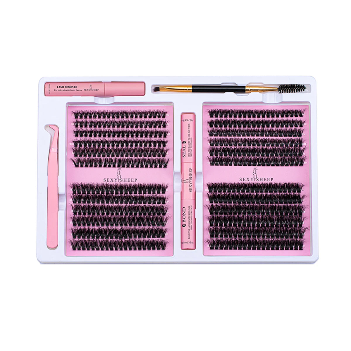 DIY False Eyelash Cluster Kit - Natural Segment Extensions with Glue, Remover, Lash Brush, and Tweezers