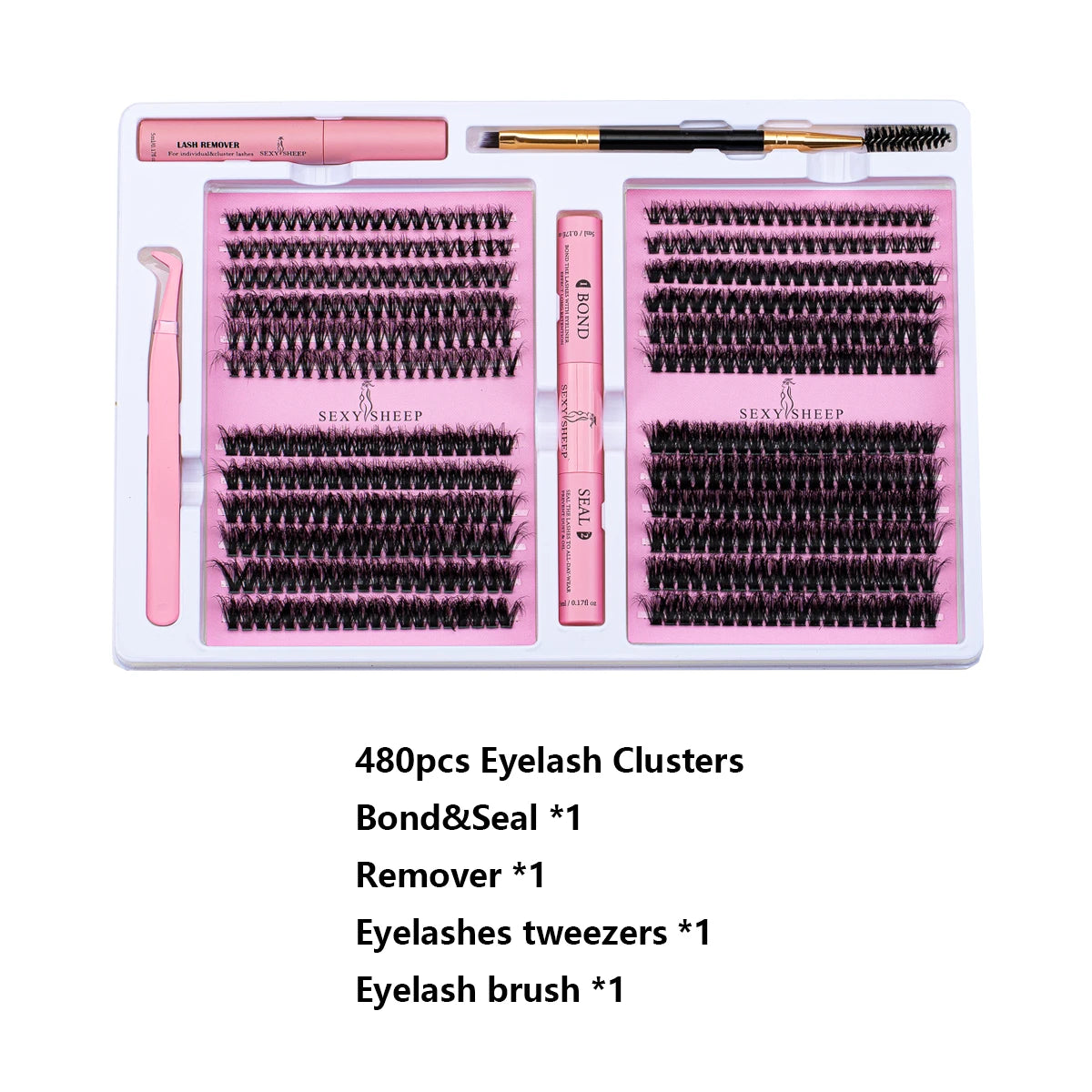 DIY False Eyelash Cluster Kit - Natural Segment Extensions with Glue, Remover, Lash Brush, and Tweezers